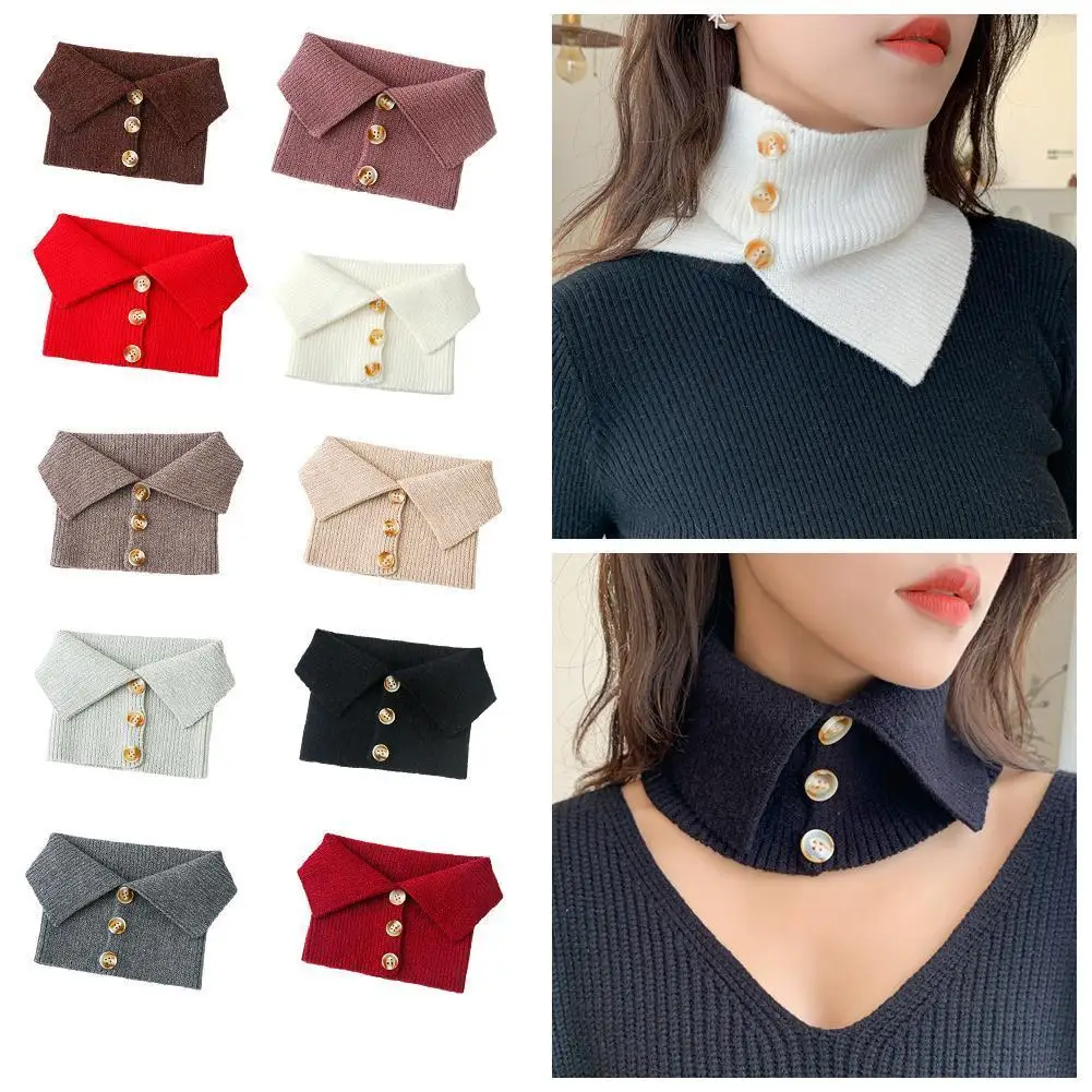 

Knitted Buttons Fake Collar Hedging Bib Scarf Women Spring, Autumn And Winter Sweater Decoration Wild Fake Collar Shirt