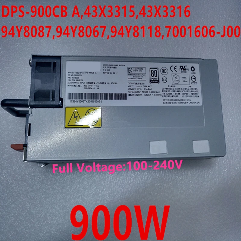 Новый оригинальный блок питания для IBM 3550 3650M4M5 X3850X6 900 Вт DPS-900CB A 43X3315 94Y8087 94Y8067 94Y8118