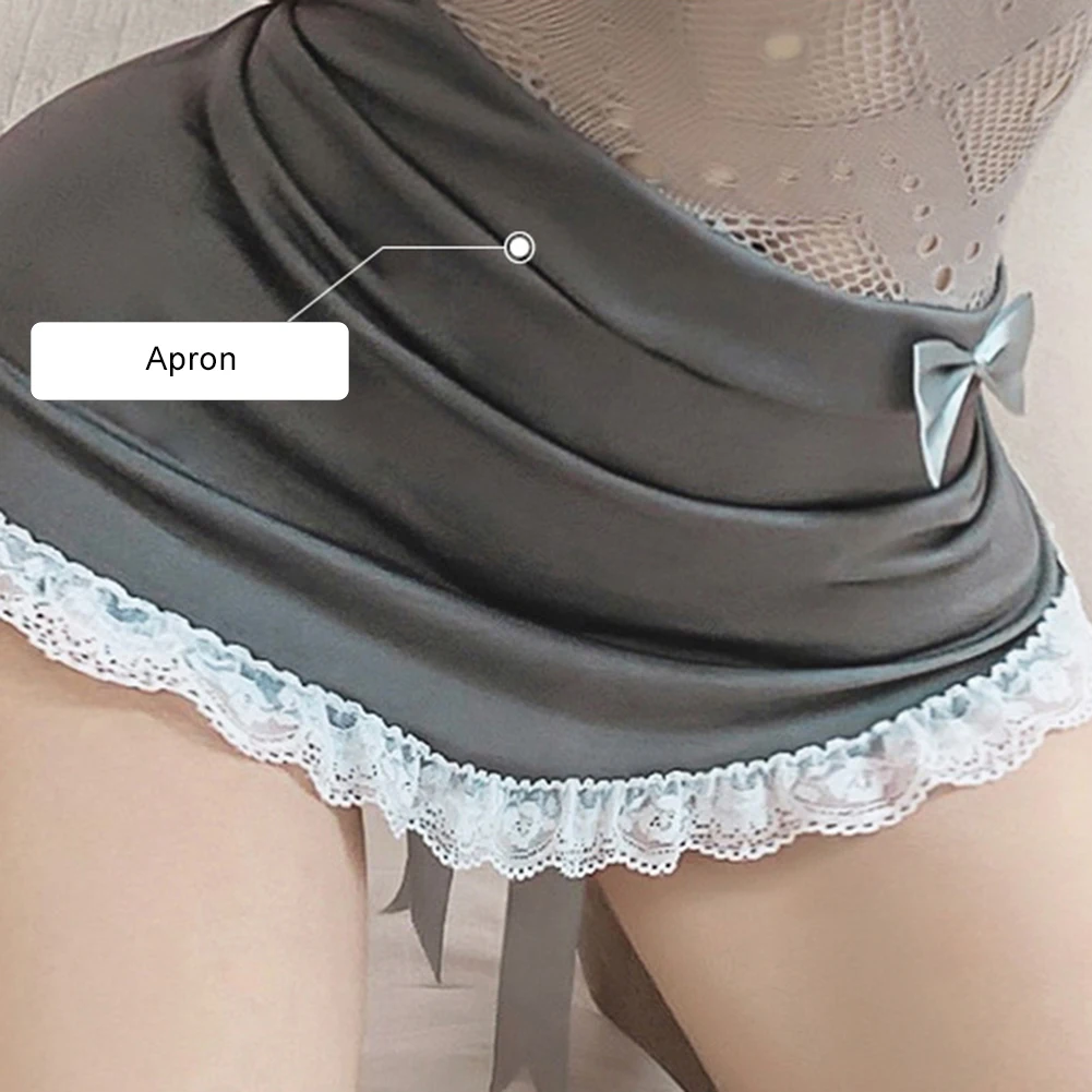 

Sexy Women Off Shoulder Passion Dress G-string Headband Stockings Sleepwear Set Regular Size Sexy Women Sleepwear Set