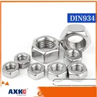 Шестигранная гайка из нержавеющей стали 125102550100X M1 M1.2 M1.4 M1.6 M2 M2.5 M3 M3.5 M4 M5 M6 M8 M10 M12 M16 M20 M24 DIN934 304