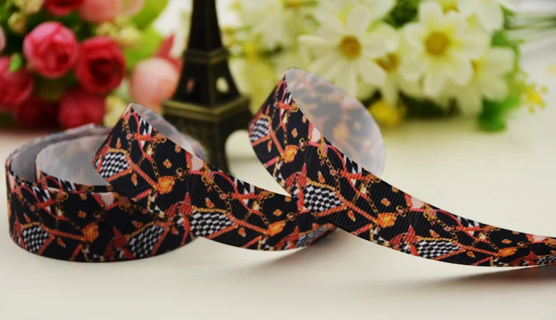 

22mm 25mm 38mm 75mm Bead Chain Cartoon printed Grosgrain Ribbon party decoration 10 Yards X-02941
