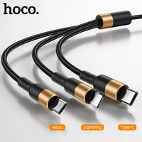 hoco 3in1 usb charger cable for iphone 11 pro x xs max xr 7 8 android micro usb cable type c for samsung s9 xiaomi fast charging