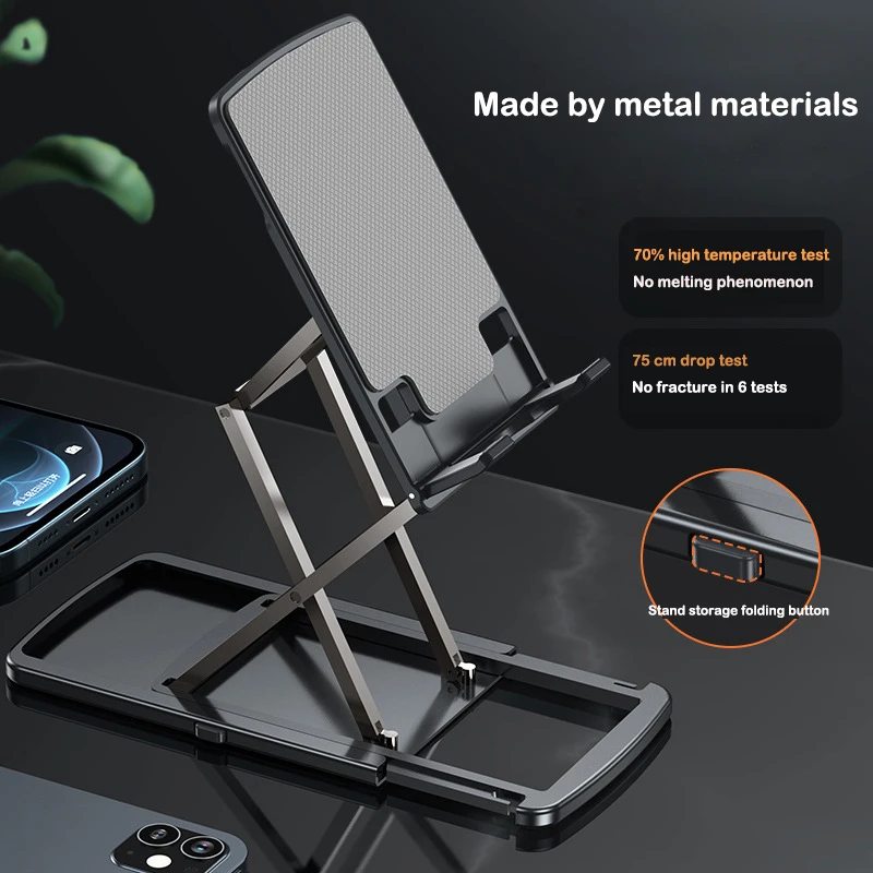universal metal portable phone holder stand for iphone 13 12 11 xs 8 samsung foldable desktop adjustable stand for ipad tablet free global shipping