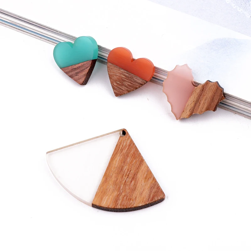 2 шт Винтажные серьги украшения из смолы любовь веер Форма деревянные результаты