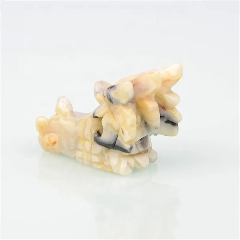 2 дюймовая Красивая натуральная резная вручную голова дракона из агата черепа