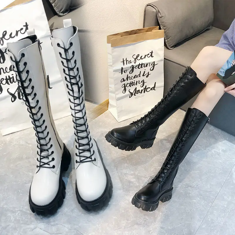 

Womens Knee High Boots 2020 Winter Martin Boots British Knight Boots fashiom Women Shoes Increase Comfort Platform Boots Gothic