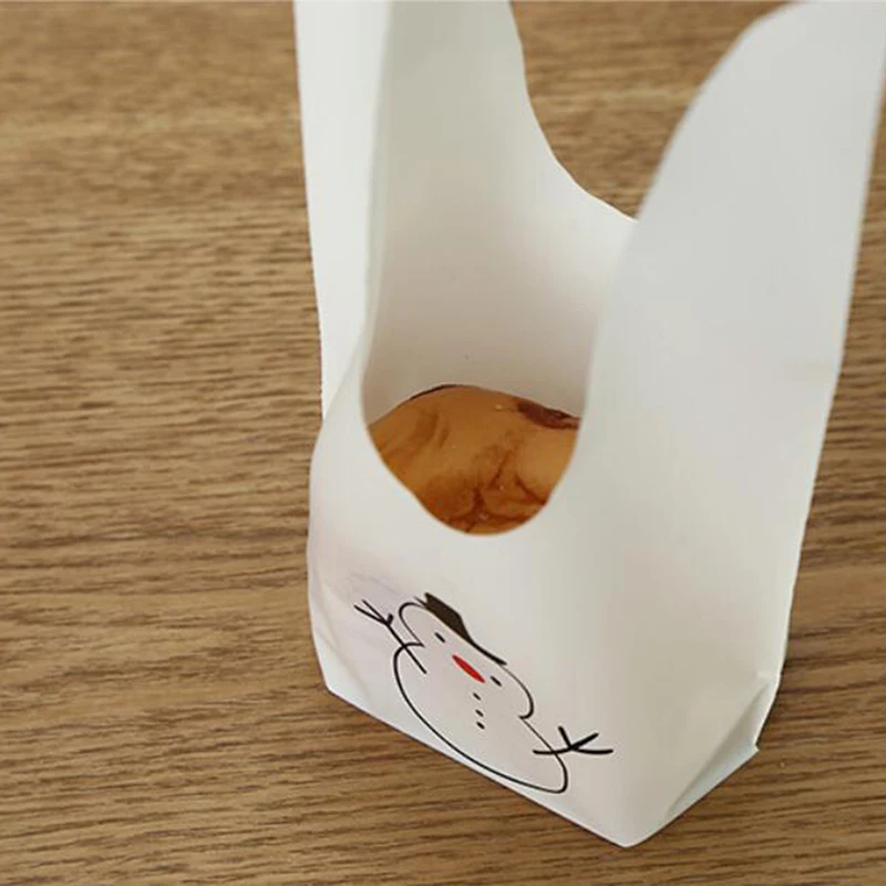 Снеговик заячьи уши мешок для закусок хлеб конфеты печенья праздника партии