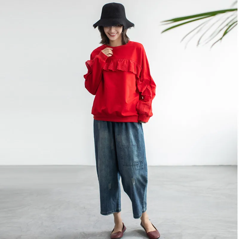 Johnature Повседневное Корейские осенние туфли новой серии со сборками женские