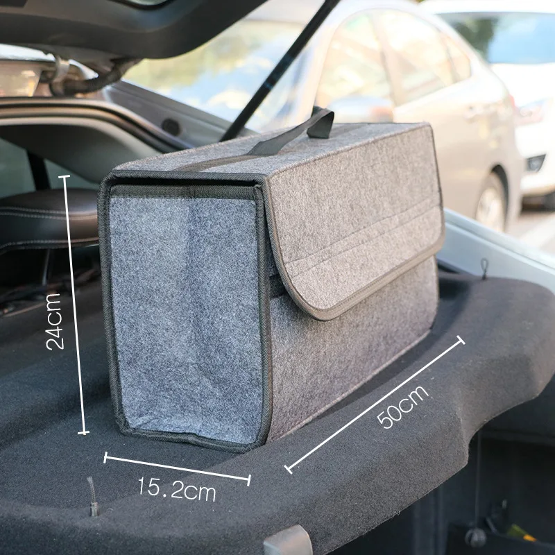 

Car Trunk Organizer Soft Felt Storage Box Large Anti Slip Compartment Boot Storage Organizer Tool Bag Car Storage Bag