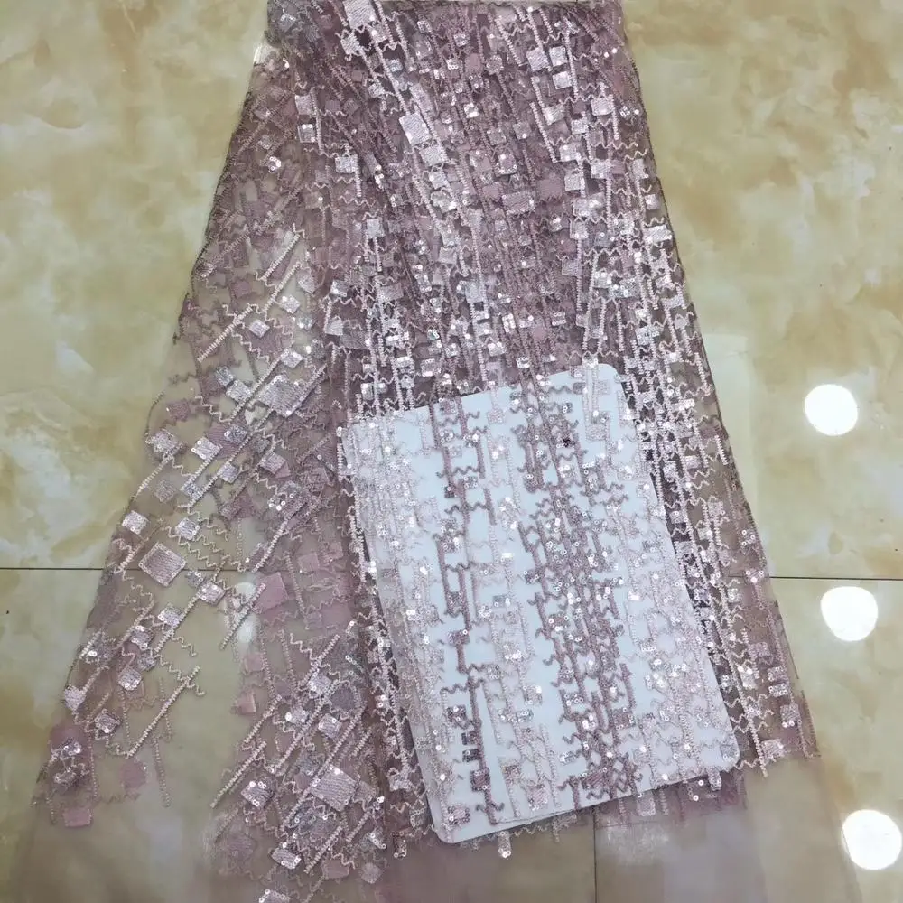 

Embroidered Lace Fabric with Sequins 5yard/lot African Net Lace Fabric