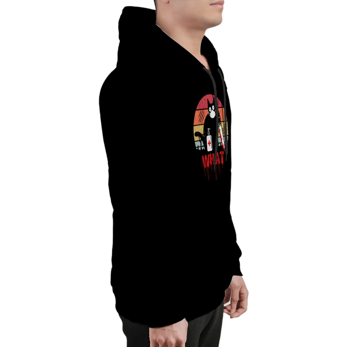 

Men's Hoodie Cat What Funny Black Cat Murderous CatCotton Games Punk Groot Streetwear Sweat Capuche 37112