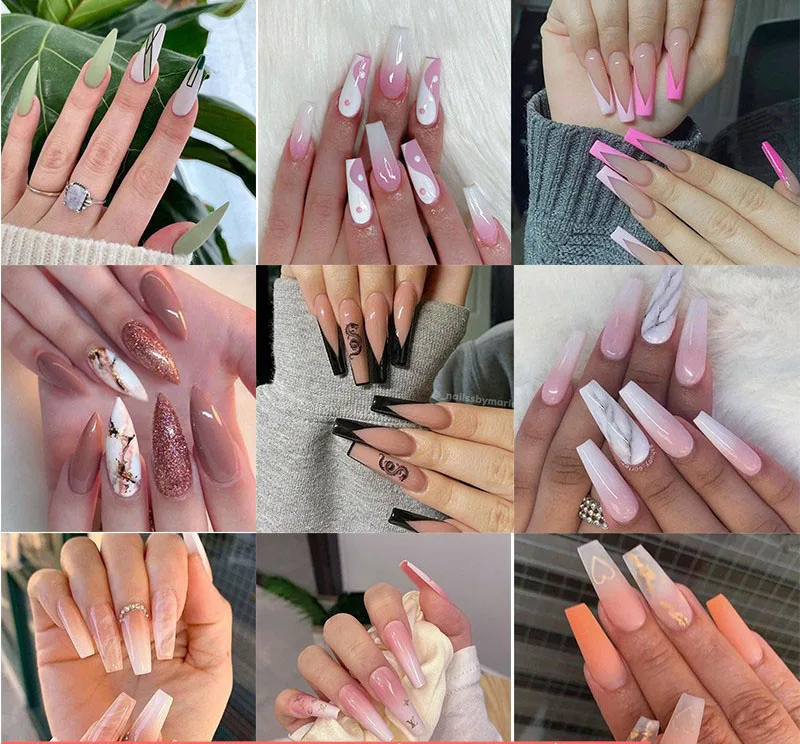 Сверхдлинные съемные накладные ногти в гробе 24 шт./корт. | Красота - Цена: 357.04