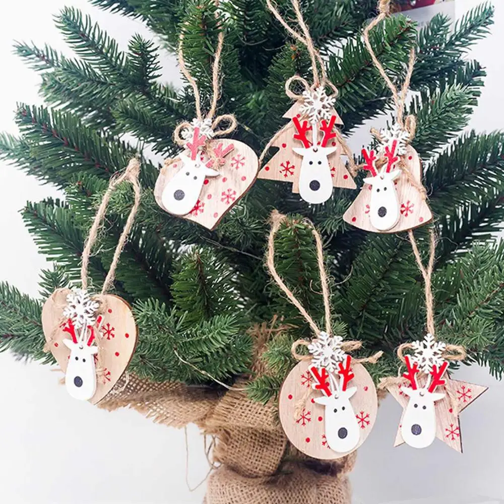 QIFU 3 шт./лот деревянные рождественские украшения елочные лось голова оленя