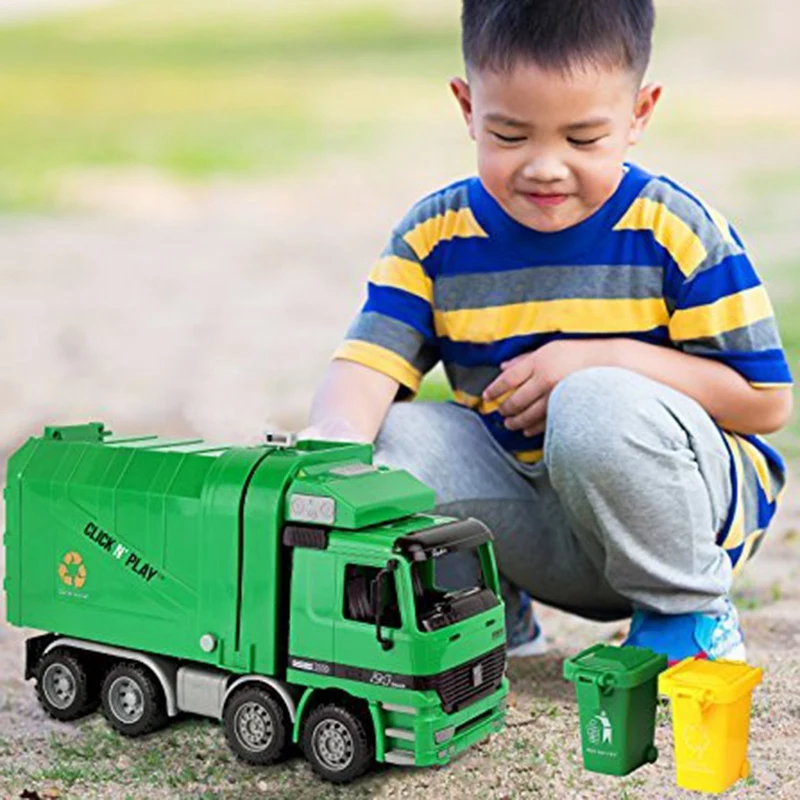 Игрушечный мусоровоз с трением 3 мусорными баками батарея не требуется отличный