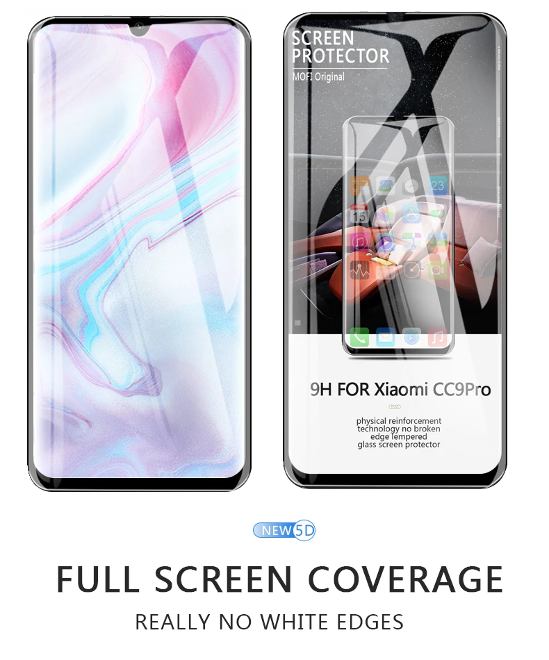 Для Xiaomi mi Note 10 закаленное стекло xio mi cc9 pro защита экрана полное покрытие Передняя пленка черная 2 шт. HD защитное стекло