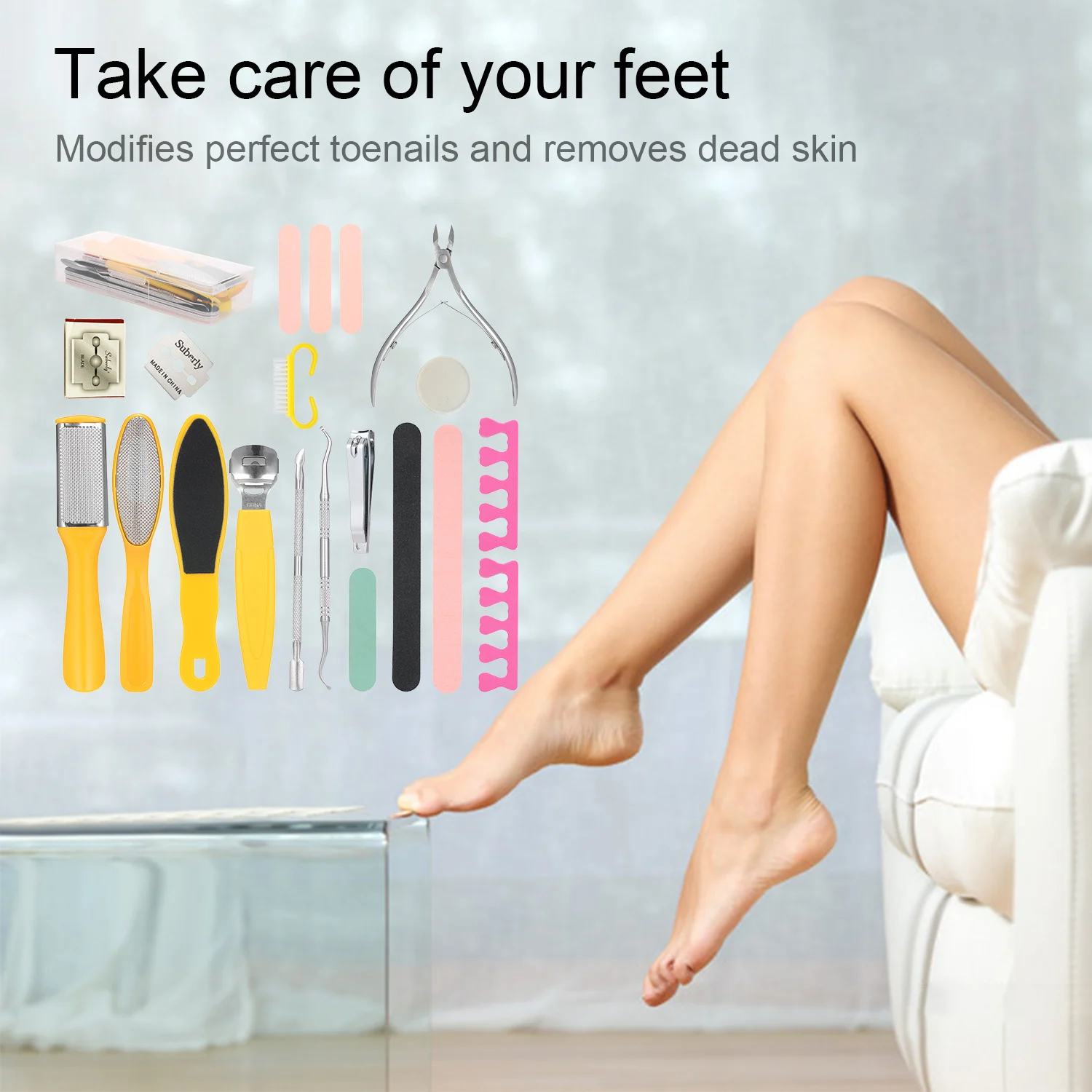 Набор инструментов для педикюра пилка ногтей средство пилинга 20 шт.|Инструмент
