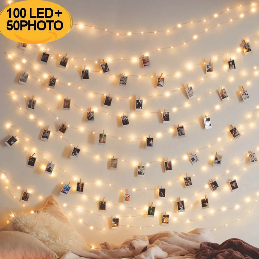 10 м 100 светодиодный Guirlande Lumineuse Interieur Photo Chambre Декор Porte Фотообои|Светодиодные ленты|