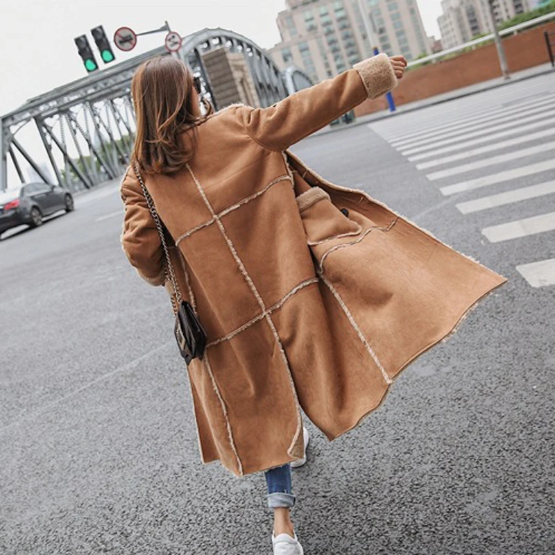 Длинное шерстяное пальто из овечьей шерсти женское Модное Элегантное свободное