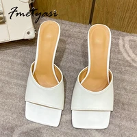 heels sandals women 2021 fashion slip on square open toe rubber thin heels wear resistant stiletto sandals slingbacks shallow