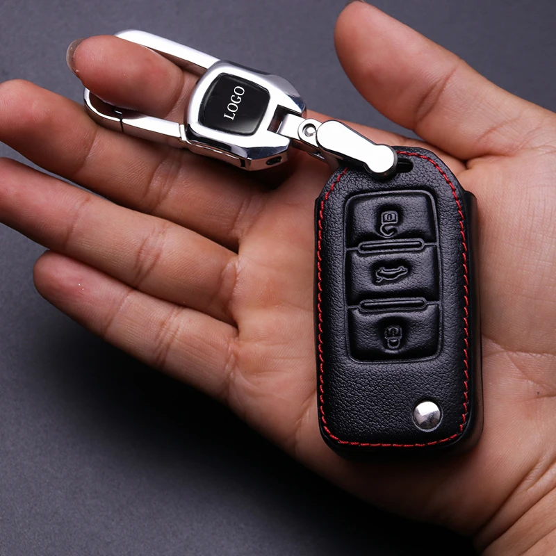 Кожаный чехол для ключей автомобиля VW Polo Bora Beetle Tiguan Passat Golf Skoda Fabia Octavia Seat Leon Toledo| |
