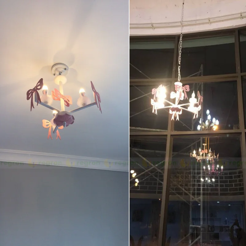 Детская лампа с розовой лентой для спальни светодиодный светильник бантом