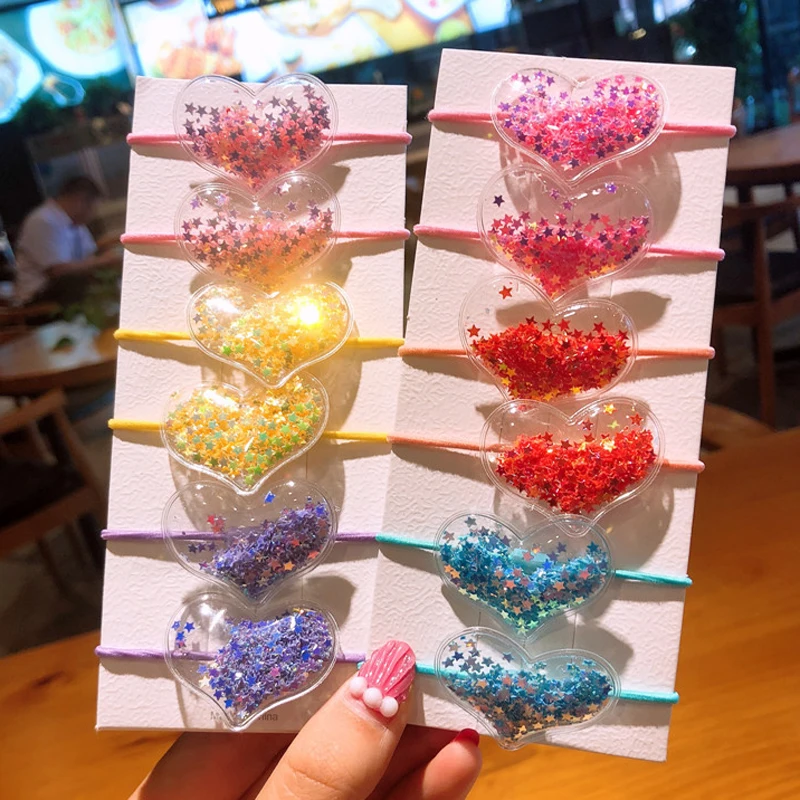 Детская прозрачная эластичная лента для волос из ПВХ с блестками 1 комплект милые