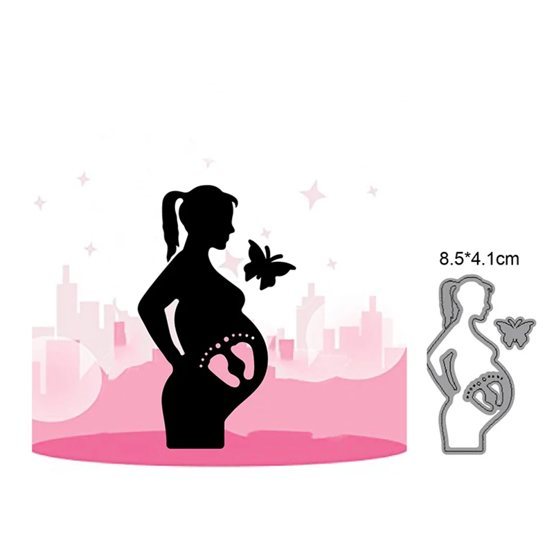 

Pregnant Woman Butterfly Metal Cutting Dies Cut Die Mold Decoration Scrapbook Paper Craft Knife Mould Blade Punch Stencils Dies