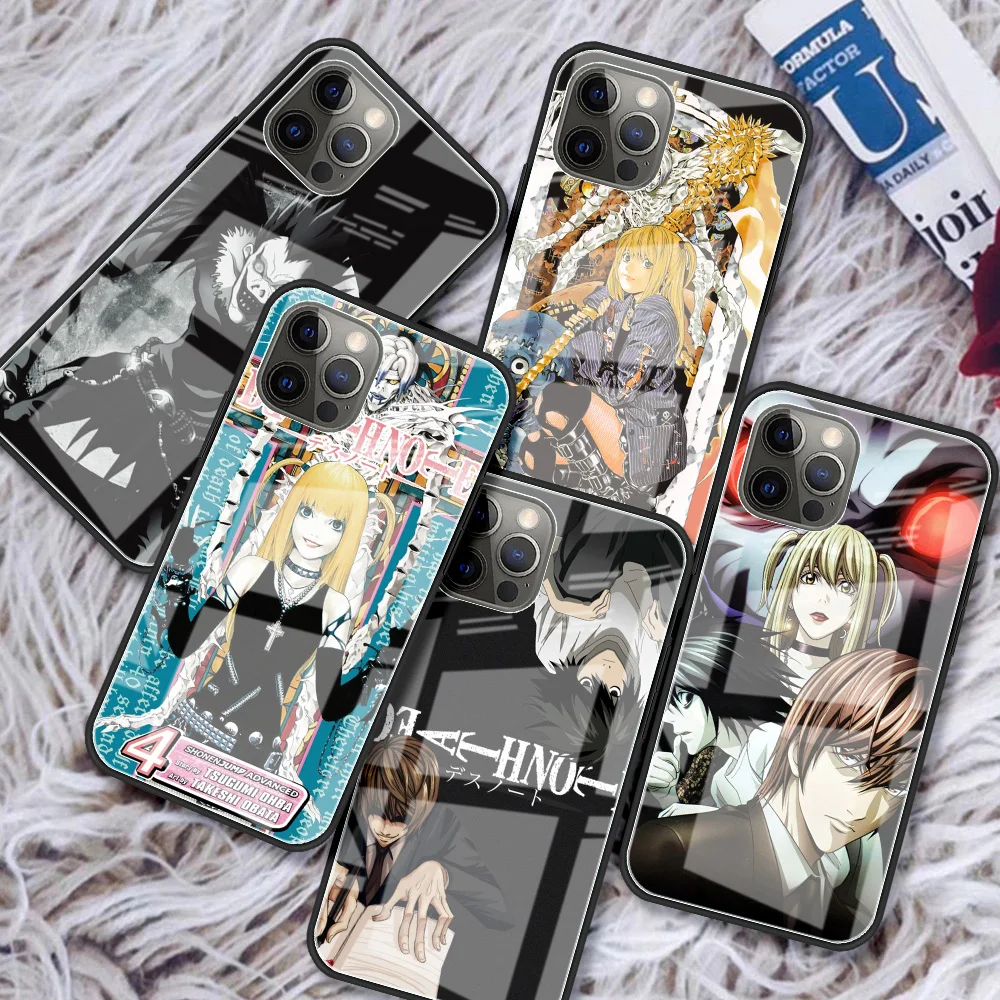 

Glass Case for iPhone 11 7 12 Pro 7 8 XR X 6 6S Plus 5 XS Max SE Tempered Funda Fashion Smartphone Cover Rem And Misa Death Note