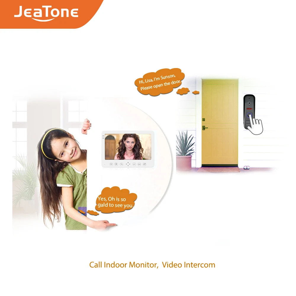 JeaTone трубка домофон домофона видео дверной звонок ИК камера высокое разрешение