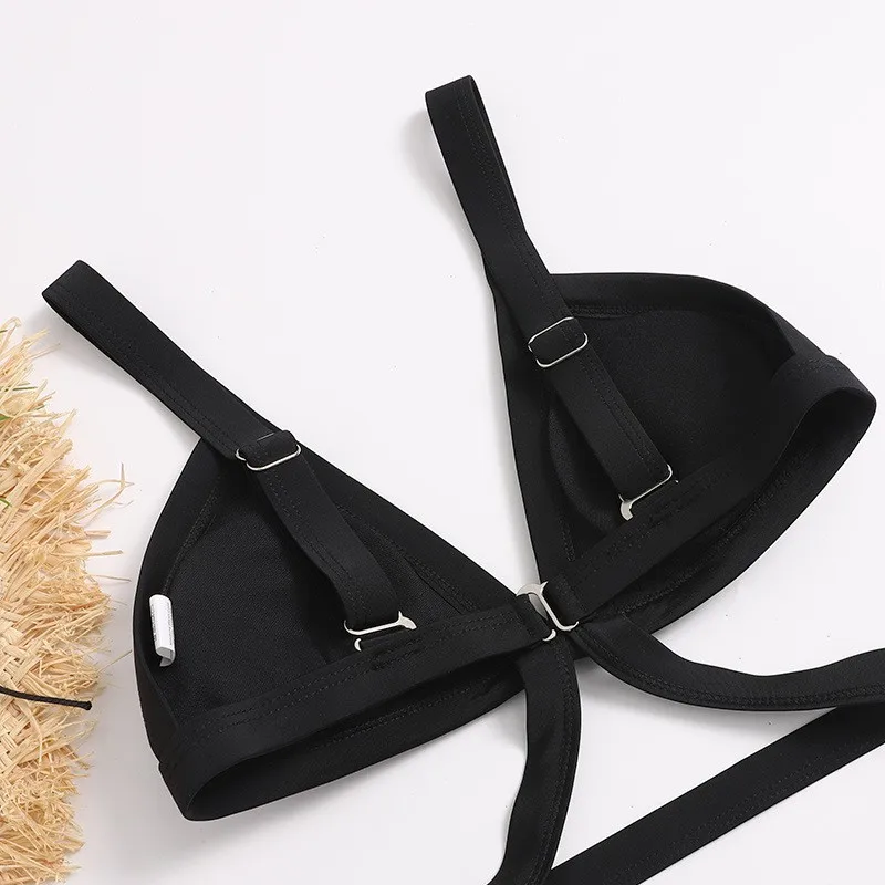

Women's Fashion Sexy Cross Strap Bikini High Waist Solid Color Swimsuit bodysuit ladies Bandage Swimwear Popular Exquisite Bra