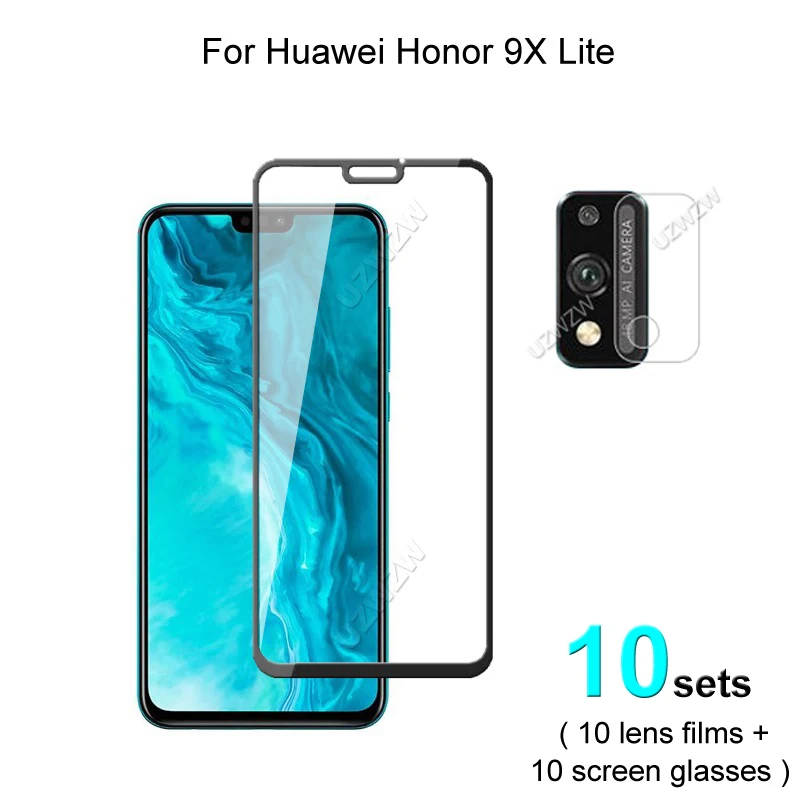 

10 комплектов для Honor 9X Lite защита для экрана закаленное стекло Взрывозащищенная и пленка для объектива камеры
