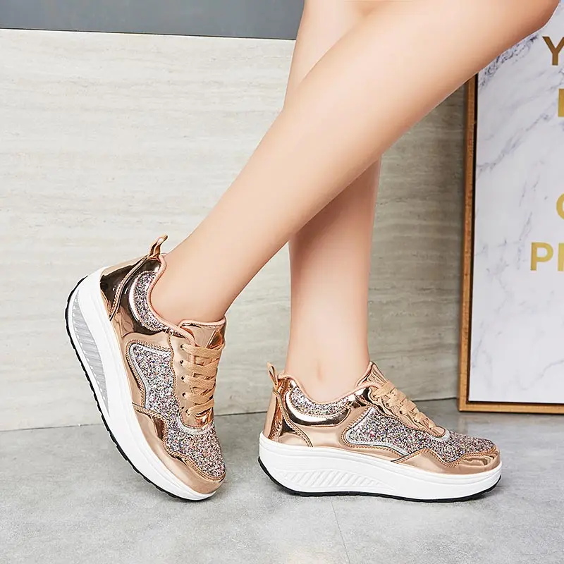 Большой Размеры платформа яркие женские кроссовки для бега спортивная обувь