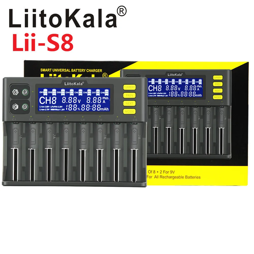 liitokala lii s8 lii pd4 rechargeable battery charger for car 18650 26650 21700 26700 18350 lifepo4 aa aaa lithium litokala unit free global shipping
