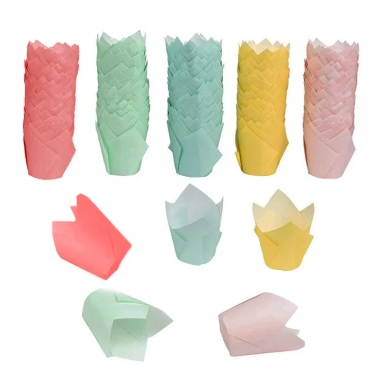 1000pcs Paper Baking Cake Tools Cupcake Wrappers Cups Tulip Shape Liners Muffin Cup Party Favors|Подарочные сумки и упаковка|