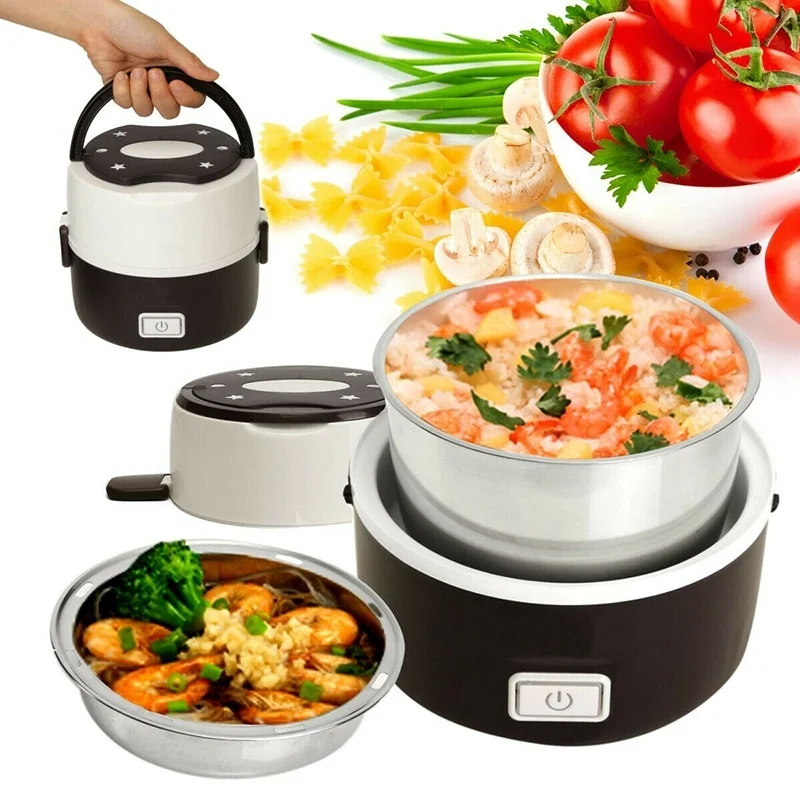 

Dreamburgh Portable Electric Heating Lunch Box Stainless Steel Food Container Thermos Office Bento Box Food Steamer Rice Cooker