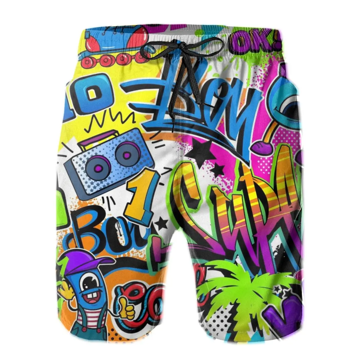 

Mens Sweatpants Graffiti Tropic Surfing Beach Board Swim Trunks Sport Quick Dry Mesh Casual Sarcastic wow Shorts for Adult