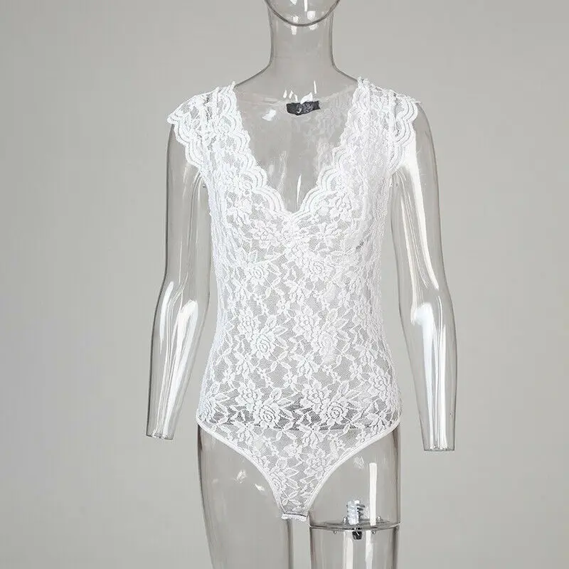 

Sexy V-neck Hollow Sexy Corset Tops Floral Lace Bodysuit Bottoming Shirt Rompers Womens Jumpsuit Casual One-pieces Bodysuits