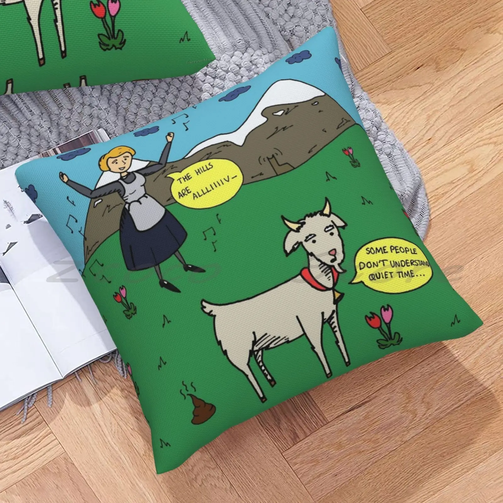 Чехол-наволочка из льняной плюшевой ткани с принтом звук музыки | Дом и сад