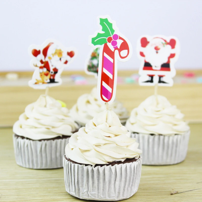 Новогодний Декор Рождество 24 шт Санта-Клаус украшение для торта Navidad