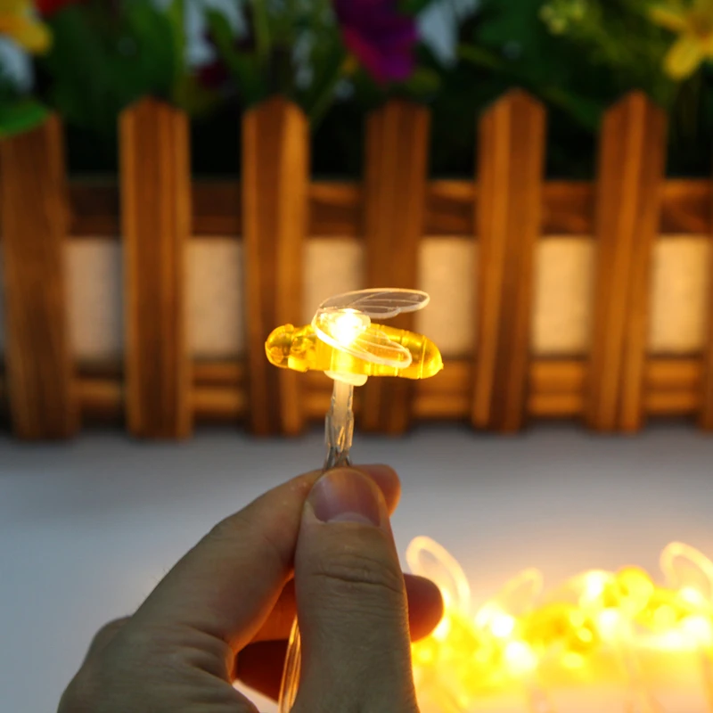 Цветная СВЕТОДИОДНАЯ Гирлянда в виде пчелы Рождественская гирлянда для свадьбы