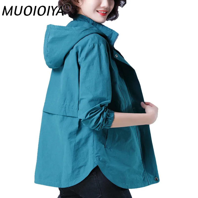 

Trench Coats Women's 2022 New Spring Autumn Fashion Plus size 3XL 4XL 5XL Hooded Outerwear Loose Short Coat Windbreaker Female