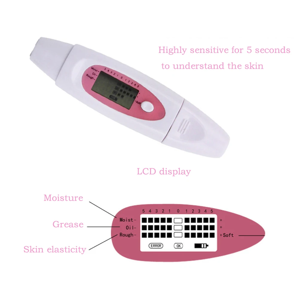 

Intelligent LCD Display Body Skin Analyzer Moisture Oil Water Tester Face Detector Health Monitor Face Care Moisture