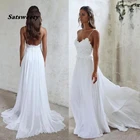 Сексуальное пляжное свадебное платье на бретельках, дешевое длинное женское платье с открытой спиной, свадебное платье, свадебные платья