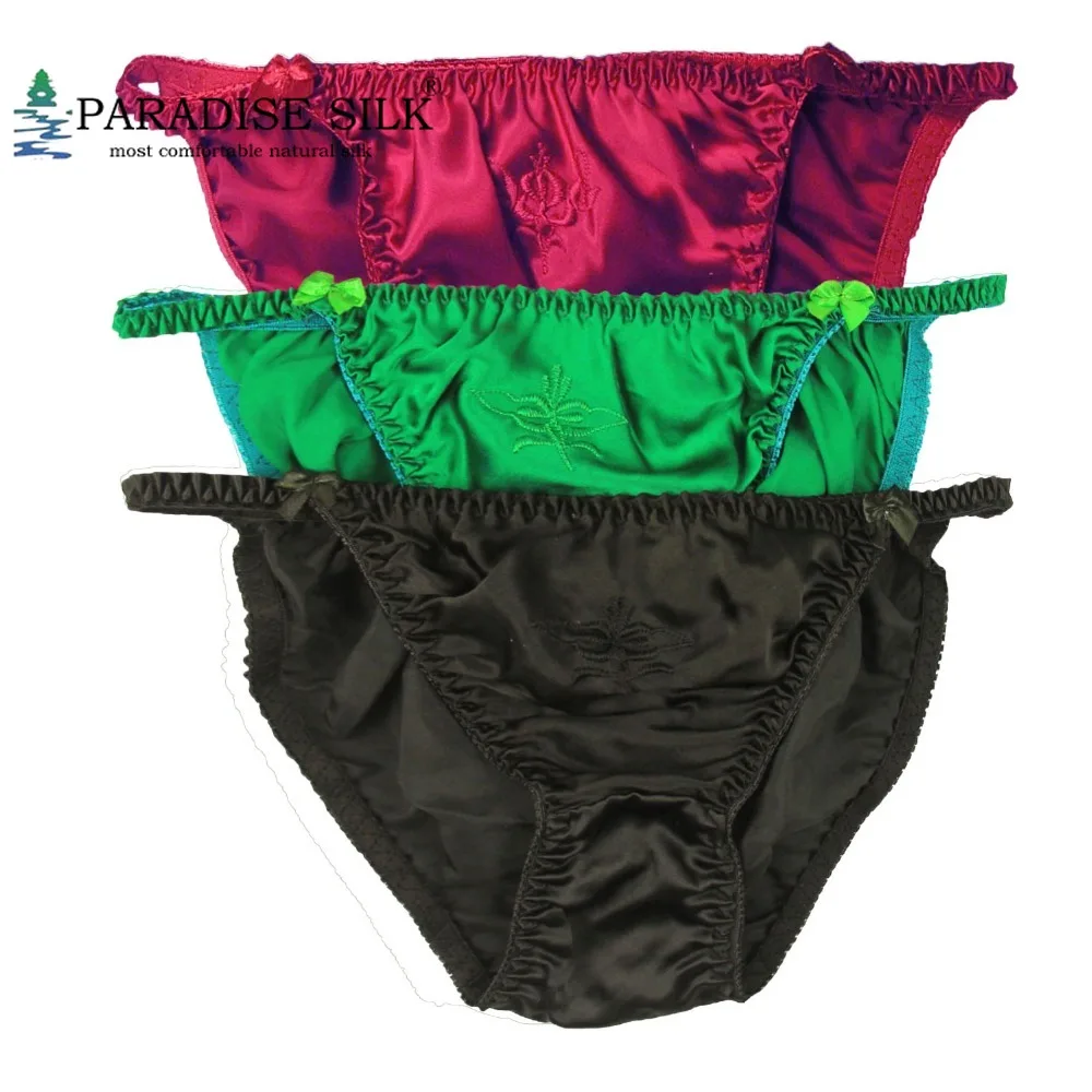 Женские стринги бикини 3 пары шелк нижнее белье трусики Размер M L XL XXL(W 2"-38"