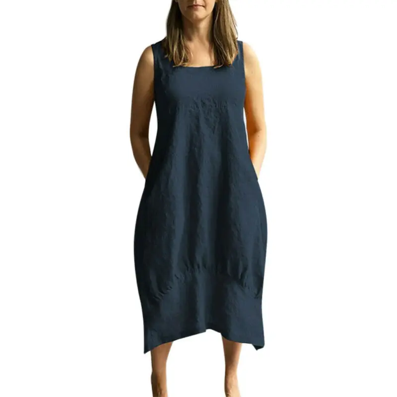 Фото Женское платье из хлопка и льна Lagenlook в стиле Бохо - купить по выгодной цене |