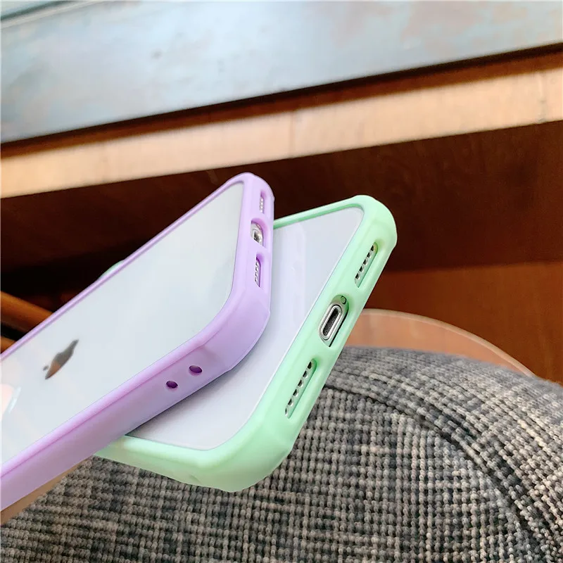 Яркий Матовый Бампер, прозрачный чехол для iphone 11 Pro Max XR Xs X+ 7 8 Plus, мягкая рамка, Твердый акриловый чехол