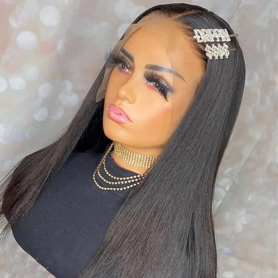 

150% Straight Wig Lace Front Human Hair Wigs Pre Plucked With Baby Hair Brazilian Remy Hair Bleached Knots Middle RatioEseewigs