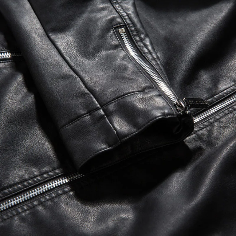 

Spring Autumn Men's PU Jackets Coats Fashion Faux Leather Clothing Solid Color Motorcycle Leather Jacket Male Bomber Outwear