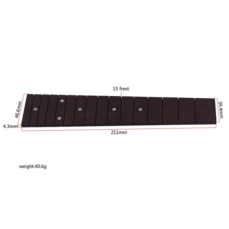 

21Inch Ukulele Fretboard Fingerboard 15 Fret Replacement Ebony Ukulele Accessory for Bass Ukulele