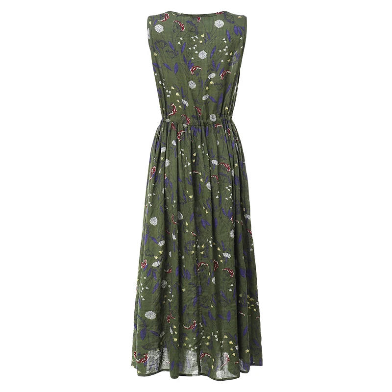 ZANZEA, летнее платье, женские длинные платья, Vestidos, без рукавов, в винтажном стиле, цветочный принт, длинный халат, Femme, женский сарафан размера плюс